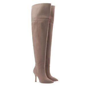 Larroude Kate Over The Knee Thigh High Boots Sz 5.5 Stone Suede Leather NEW $635